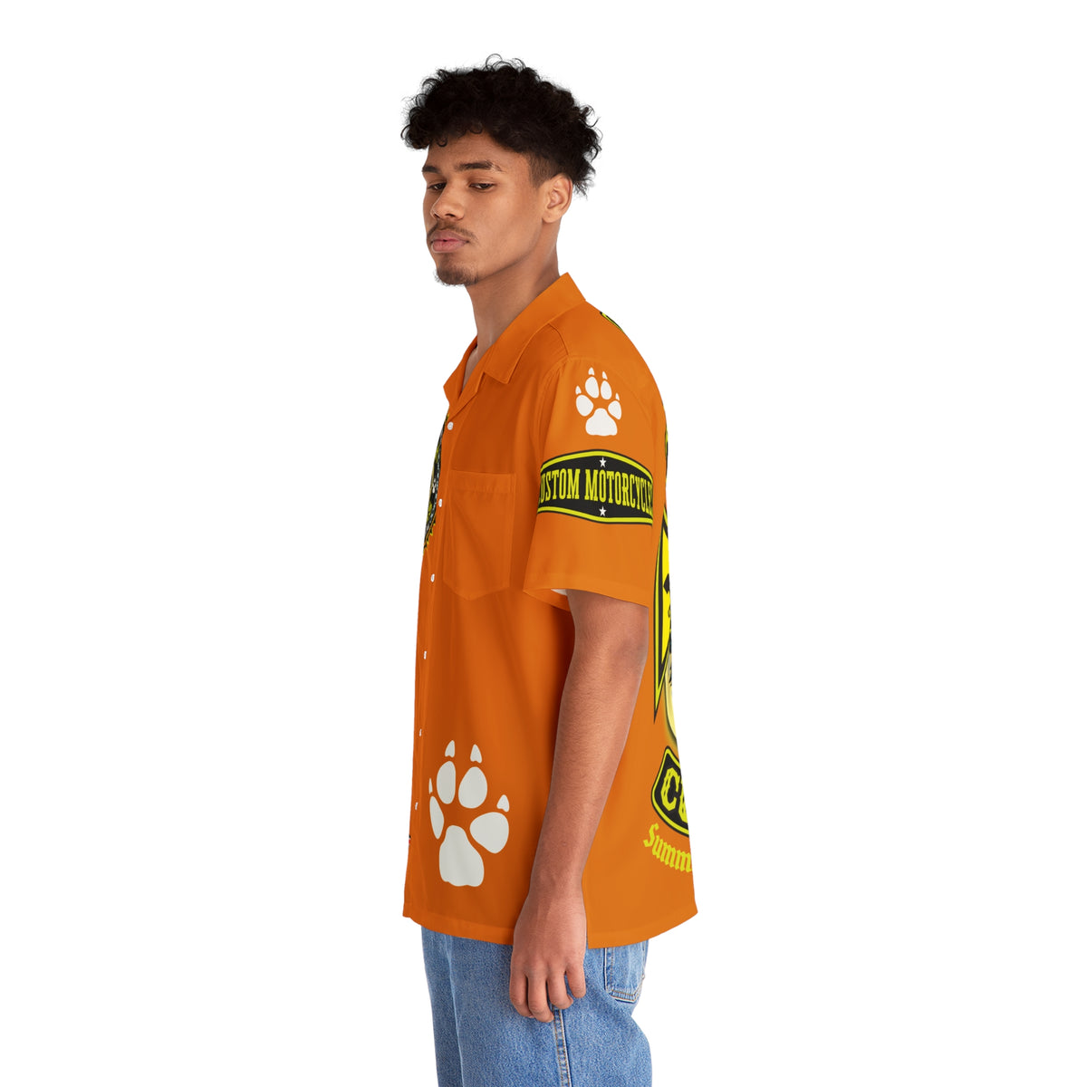 Big Bopper MWT Wolf Customs Motorcycle Hawaiian Shirt -  For Big Boys to Size 5XL