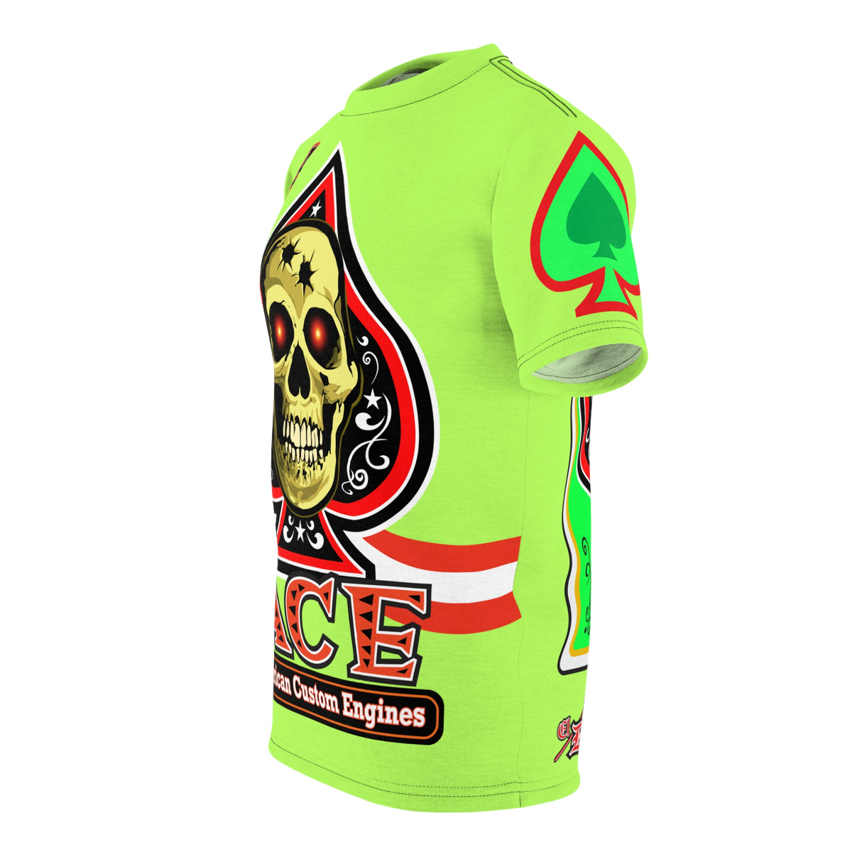 American Custom Engines ACE - Very Special Lumina Green  Ace of Spades Death Card High visibility Graphics