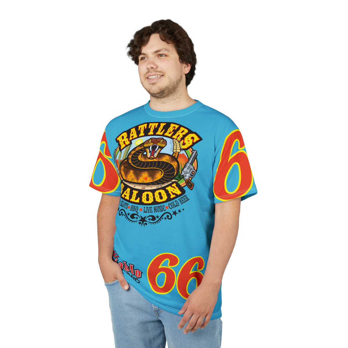 Rattlers Saloon ROUTE 66 SUPER TEE — Vintage Biker 66 Graphic Shirt
