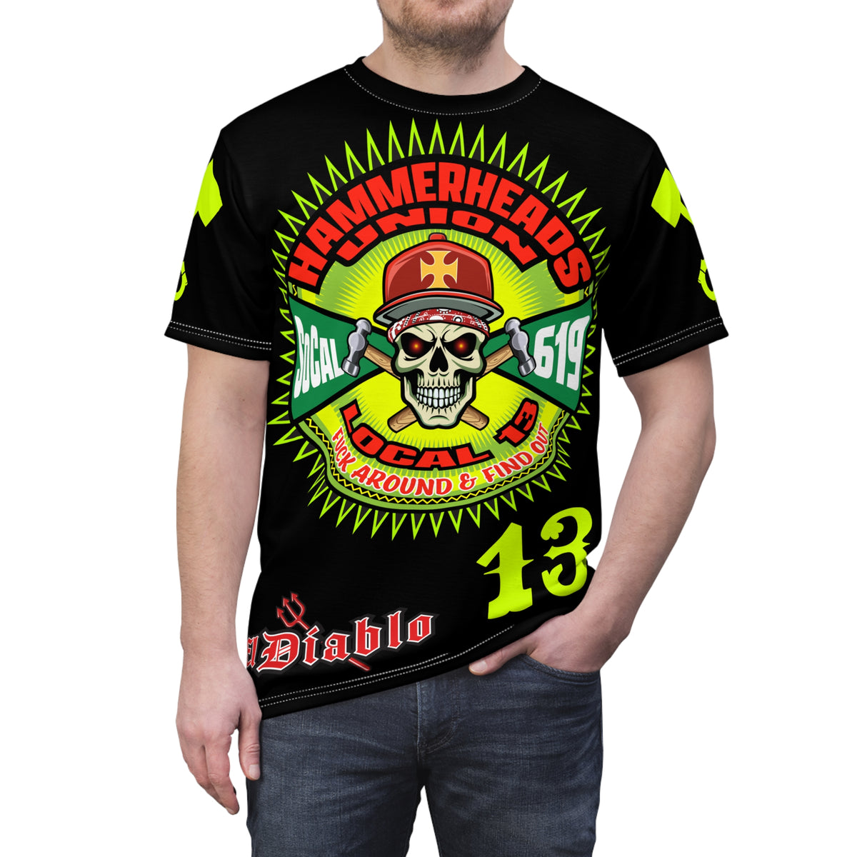 Hammerheads Union Local 13 -  SoCal 619 Special Edition - Custom HiViz Motorcycle Riding Tee Shirt _ Super Comfort and Fit