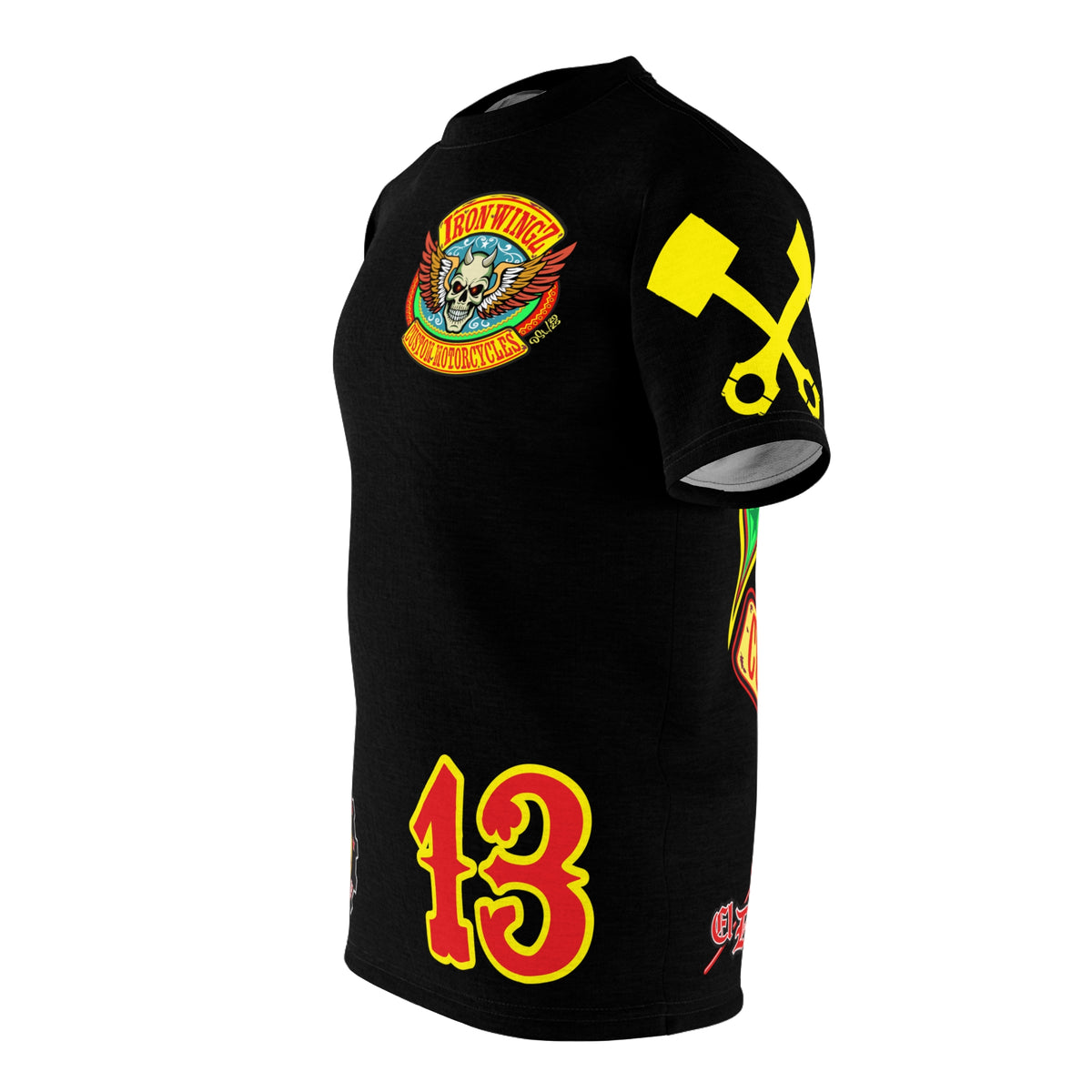 SRT Iron WingZ Custom Motorcycles Graphic Super Riding Tee, Edgy Streetwear, Customized Apparel, Gift for Bikers