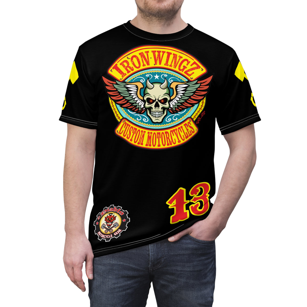 SRT Iron WingZ Custom Motorcycles Graphic Super Riding Tee, Edgy Streetwear, Customized Apparel, Gift for Bikers