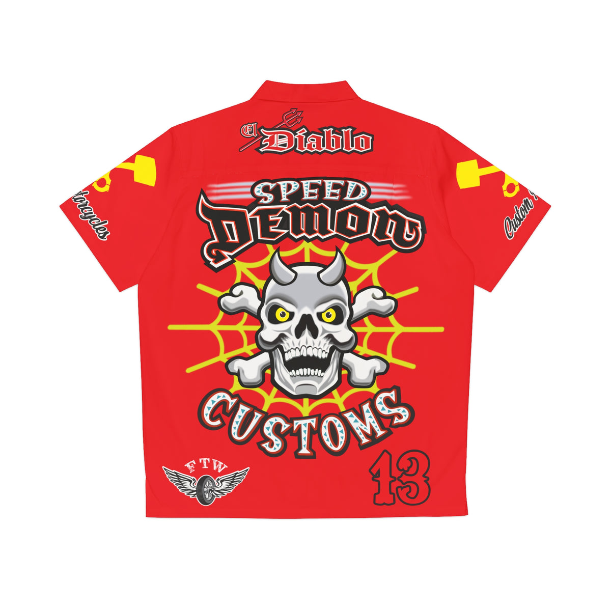 Big Bopper Speed Demon Men's Hawaiian Shirt - Big Man's Custom Riding Shirt - Sizes to 5XL