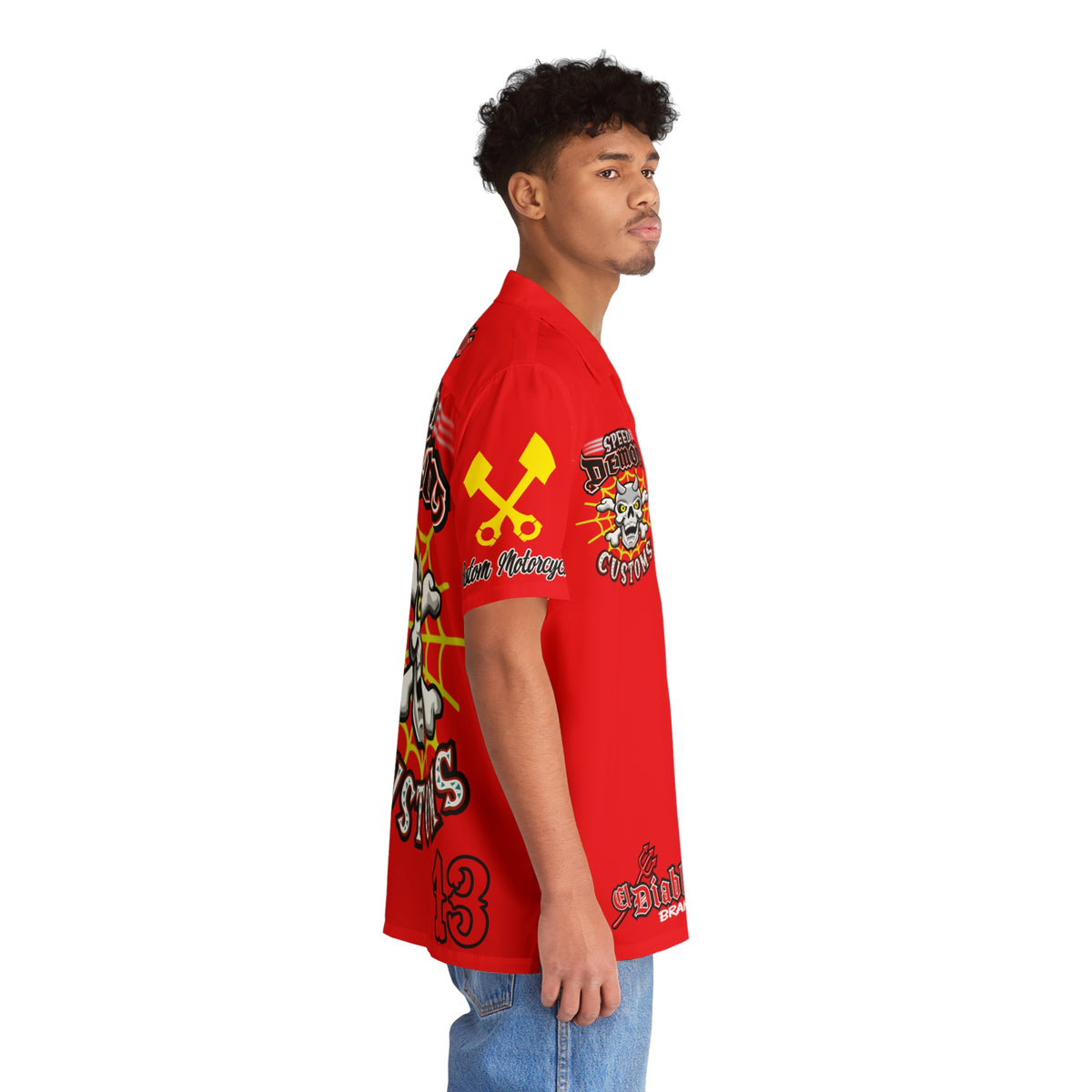 Big Bopper Speed Demon Men's Hawaiian Shirt - Big Man's Custom Riding Shirt - Sizes to 5XL