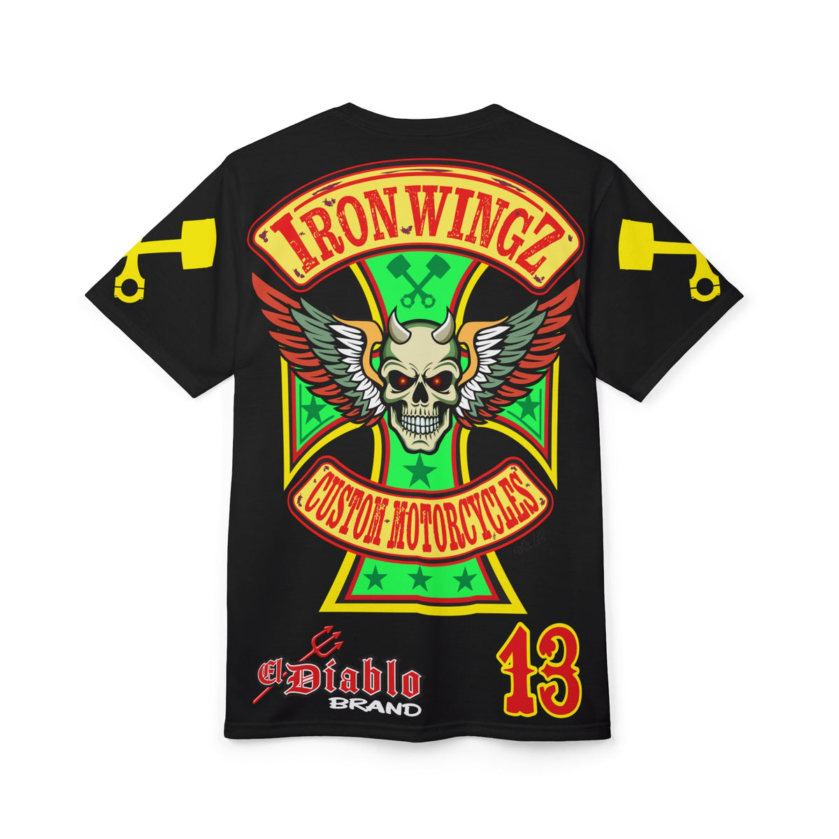 SRT Iron WingZ Custom Motorcycles Graphic Super Riding Tee, Edgy Streetwear, Customized Apparel, Gift for Bikers