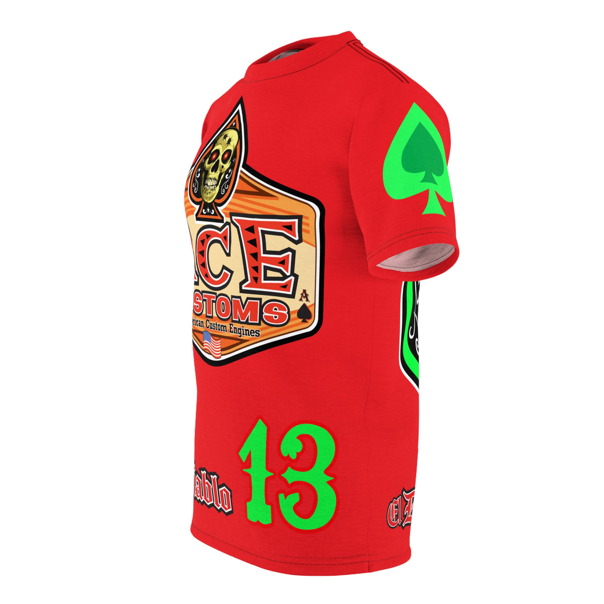 American Custom Engines ACE - Specially Designed Lumina Green  Ace of Spades Death Card High visibility Graphics