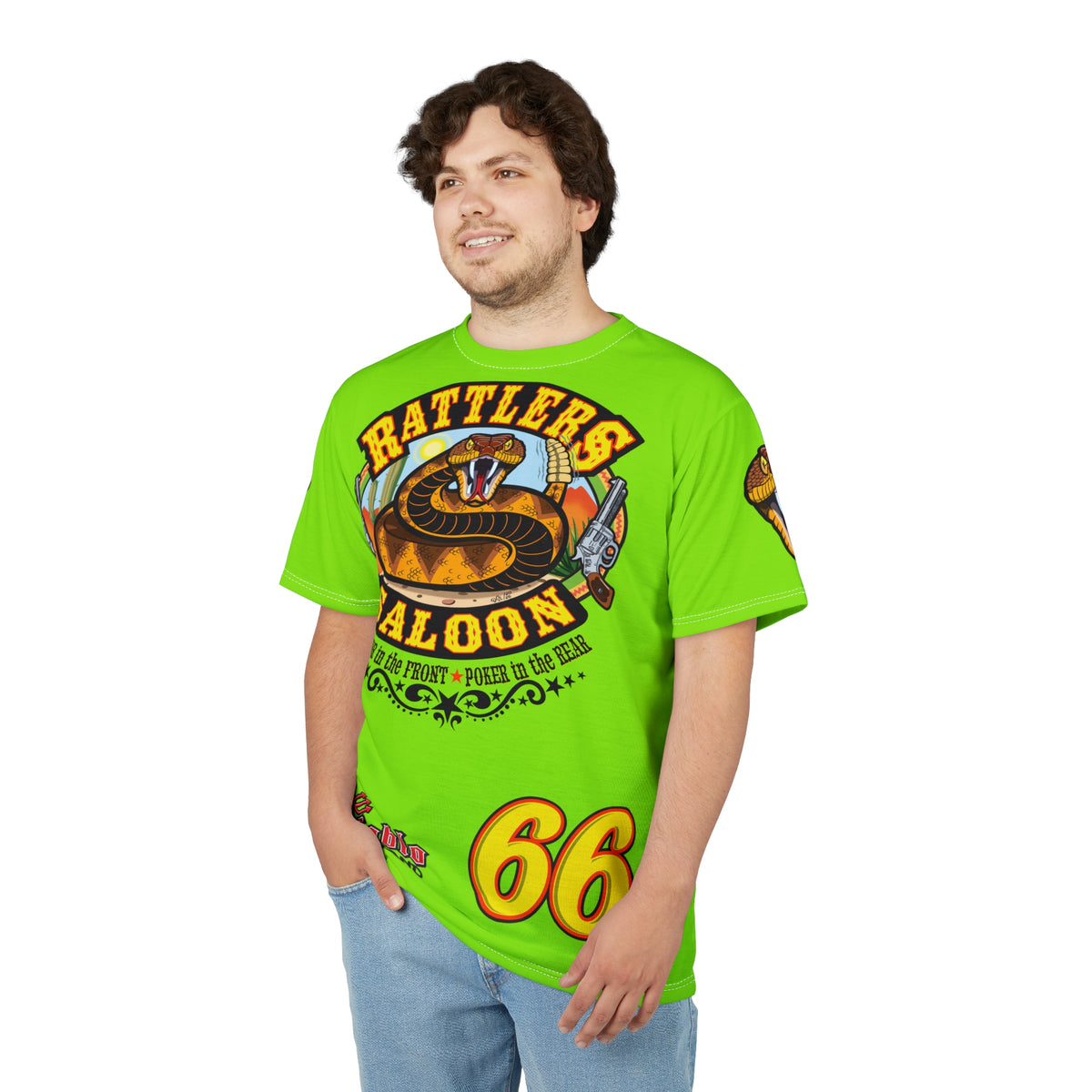 VERY Special HIVIZ Rattlers Saloon  BADAZZ SUPER TEE — Vintage Biker 66 Graphic Shirt