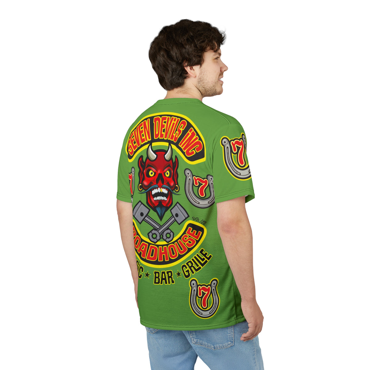 Seven Devils Inc. Roadhouse Graphic Tee - HiViz Motorcycle Custom Riding Super Tee