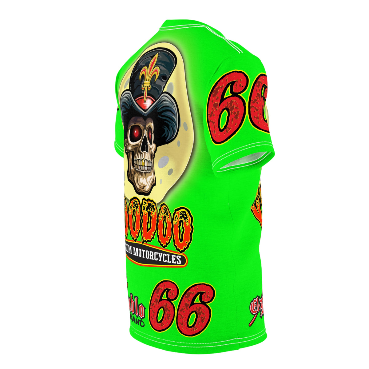 Very Special VooDoo Custom Motorcycles HiViZ  Route 66 Unisex Super Tee - High Performance Riding Gear