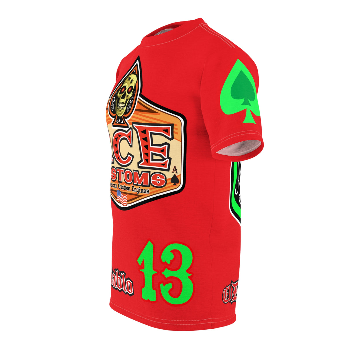 American Custom Engines ACE - Specially Designed Lumina Green  Ace of Spades Death Card High visibility Graphics