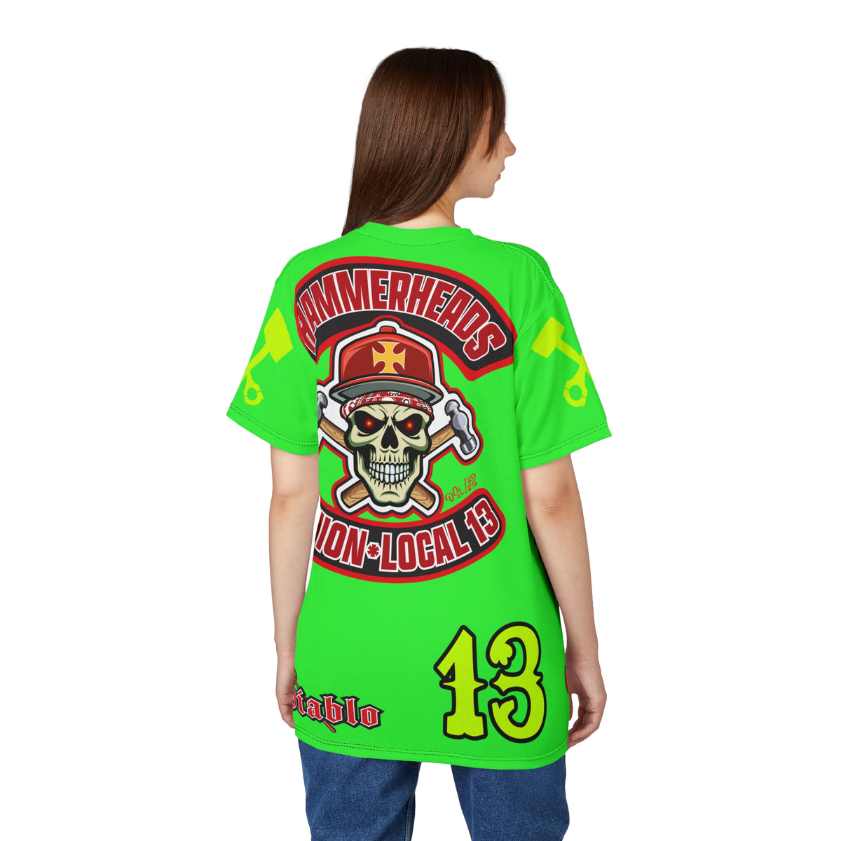 Very Special Hammerheads Union Local 13 - GIANT GRAPHICS !!!!!! SoCal 619 Special Edition - Custom HiViz Motorcycle Riding Tee Shirt _ Super Comfort and Fit