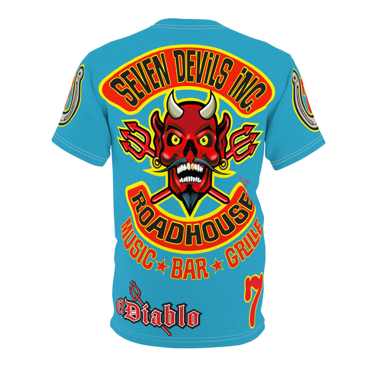 Seven Devils Inc. Roadhouse  Graphic Tee - Custom Motorcycle Riding Super Tee, Edgy Streetwear Perfect Fit & Comfort Biker Wear