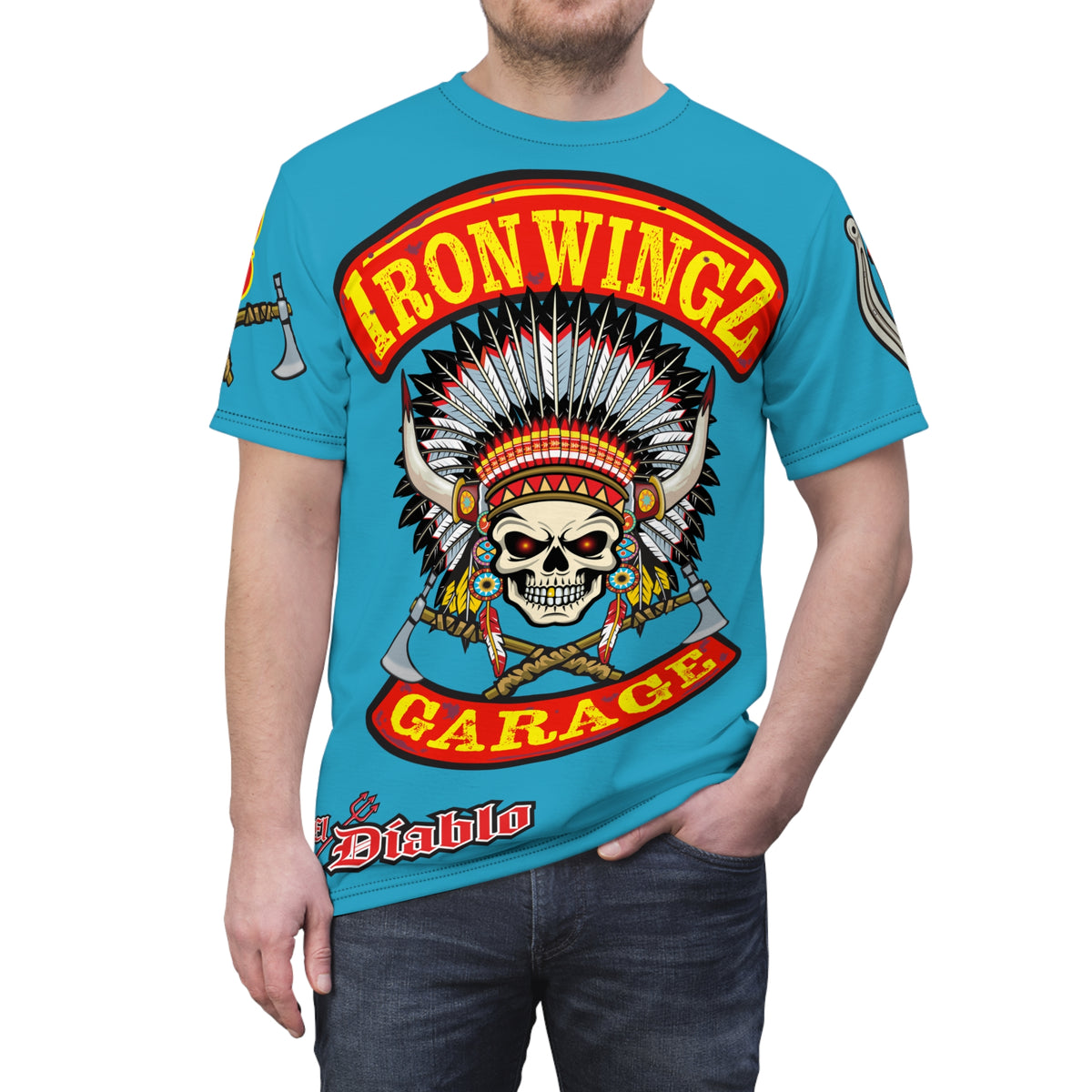 Iron Wingz Garage HiViZ Motorcycle Rider Super Tee_ X large HiViz Back Graphic - (Limited Edition)
