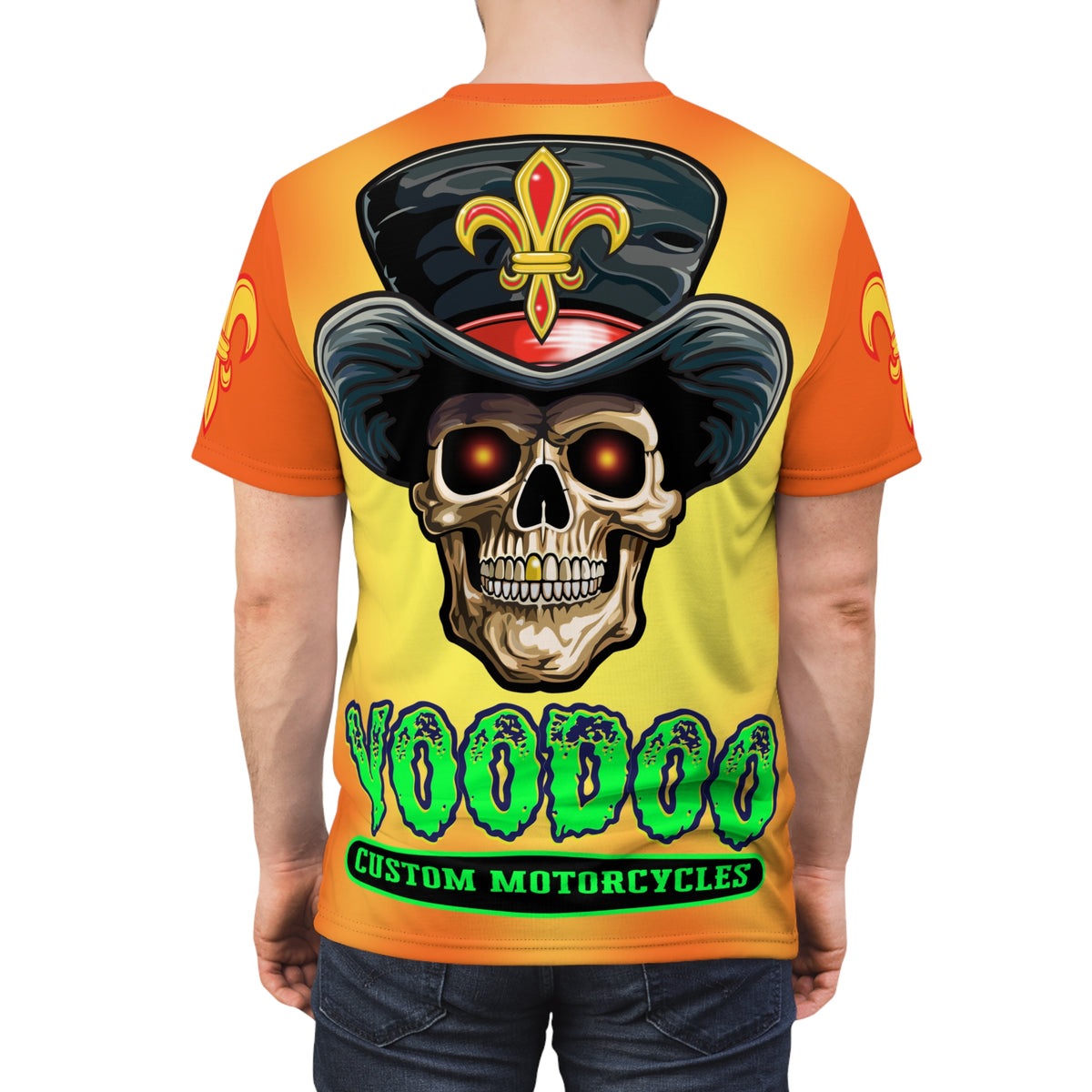 VooDoo Customs Ragin' Cajun Tie Dye Blast Skull & Fleur-de-Lis Graphic Tee