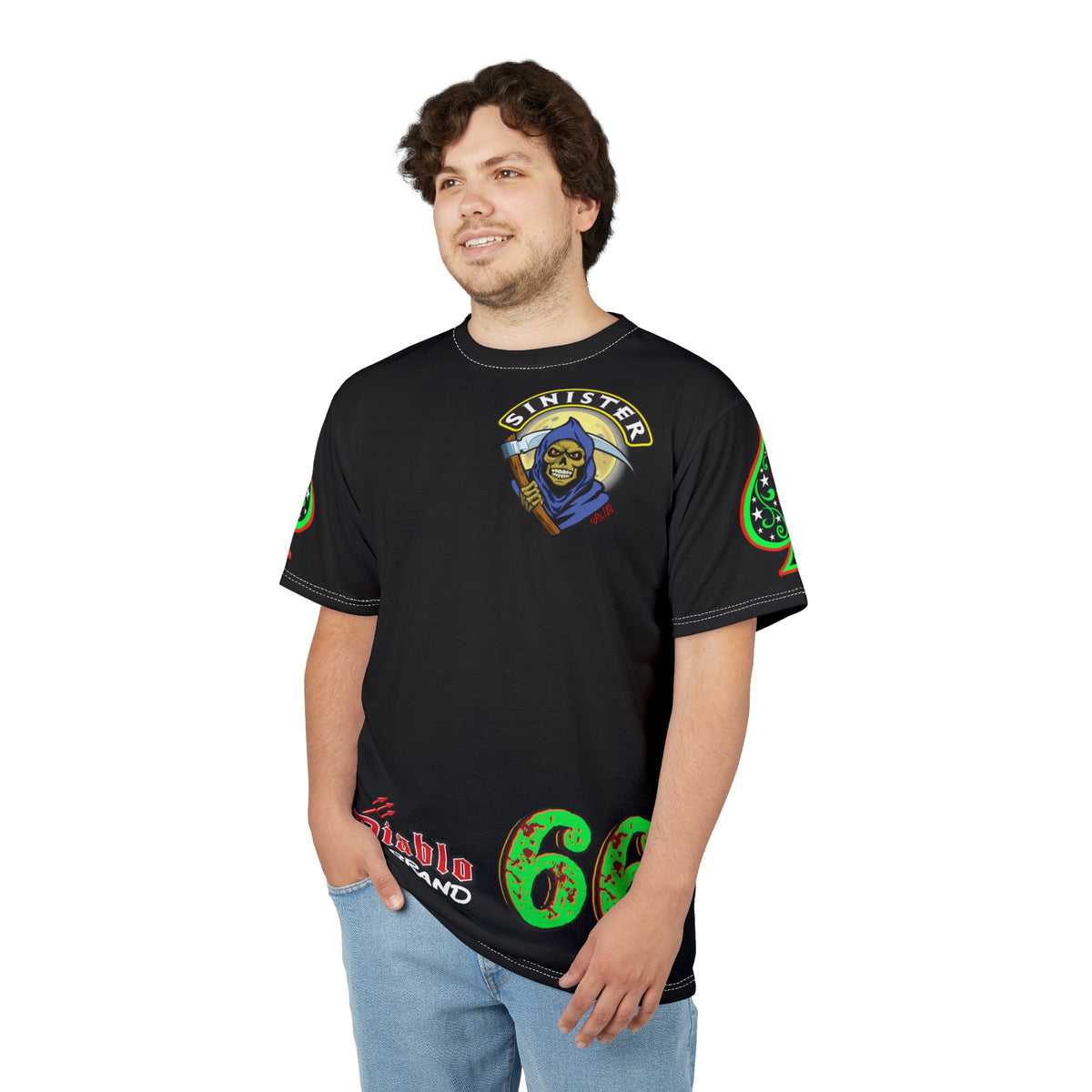 SRT Sinister Choppers Reaper Custom Super Tee - Gothic Graphic T-Shirt for Hardcore Motorcycle Riders