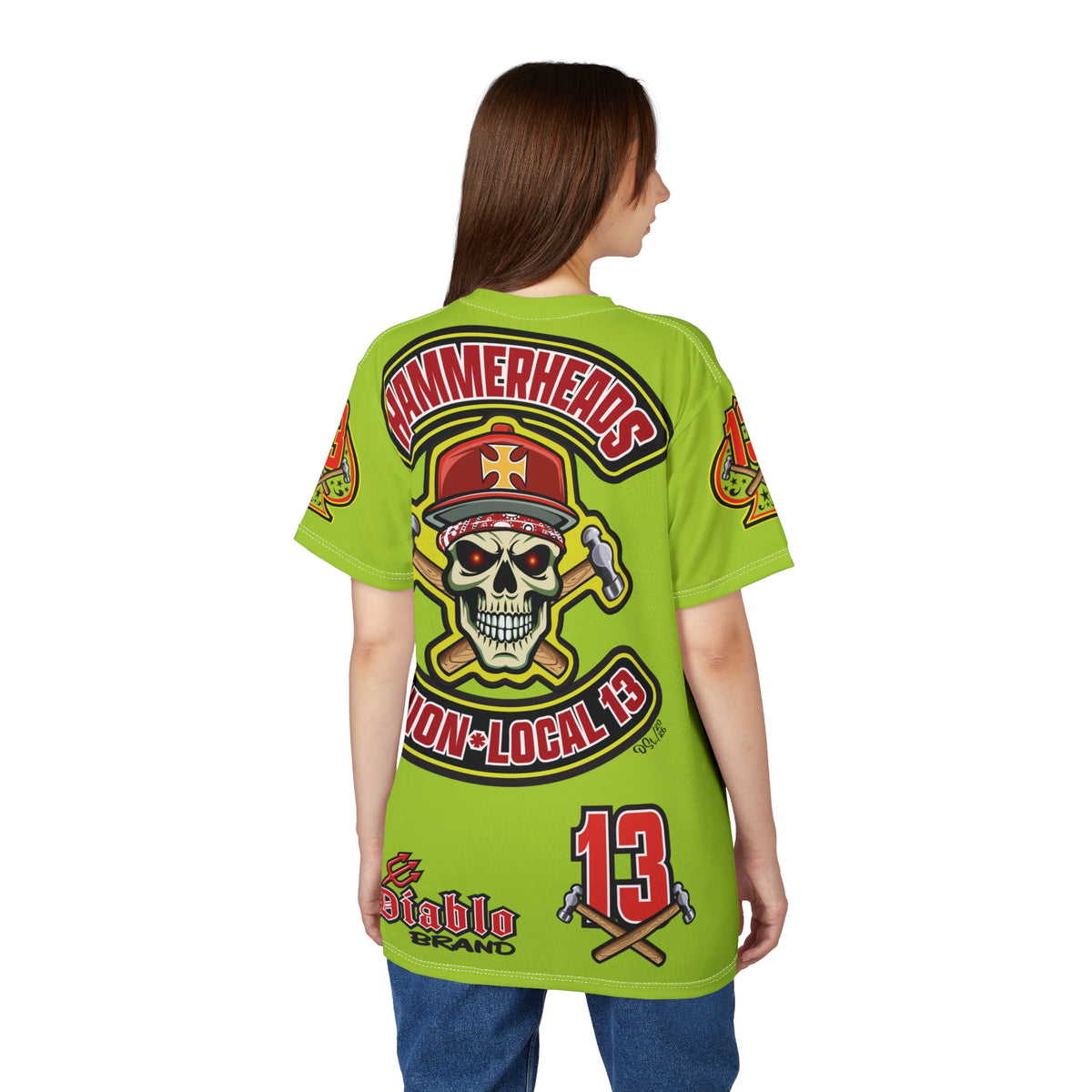 VERY Special Hammerheads Union Local 13 -  Custom HiViz Motorcycle Riding Tee Shirt _ Super Comfort and Fit
