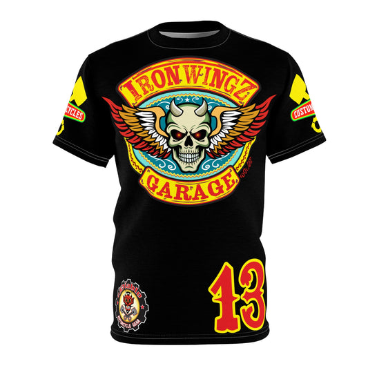 Iron WingZ Customs HIviz Graphic Super Tee, Edgy Streetwear, Customized Apparel, Gift for Bikers