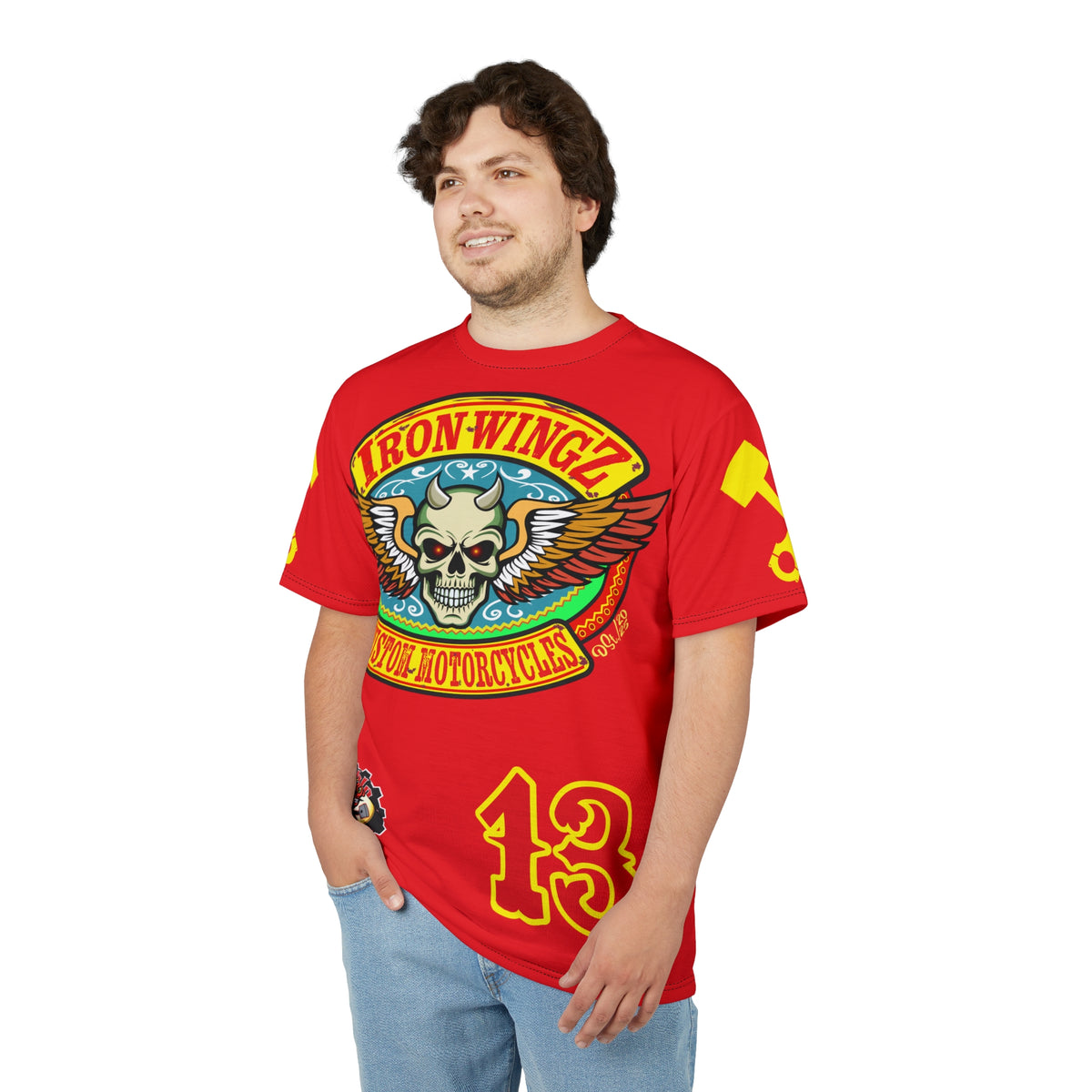 Iron WingZ Customs HIviz Graphic Super Tee, Edgy Streetwear, Customized Apparel, Gift for Bikers