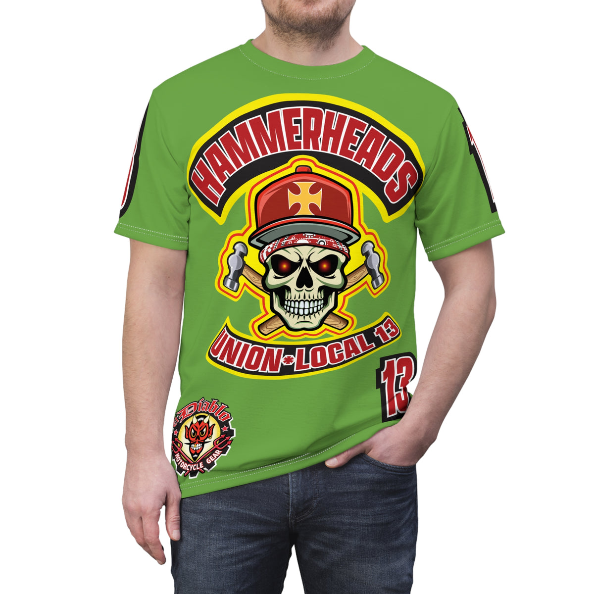 Hammerheads Union Local 13 HiViz Super Tee - Rough Tough Bad Attitude Motorcycle Riding Tee