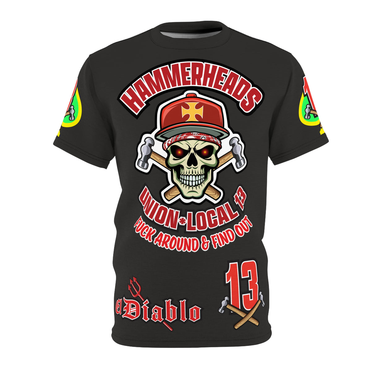 Very Special Hammerheads Union Local 13 - GIANT GRAPHICS !!!!!! - Custom  Motorcycle Riding Tee Shirt _ Super Comfort and Fit