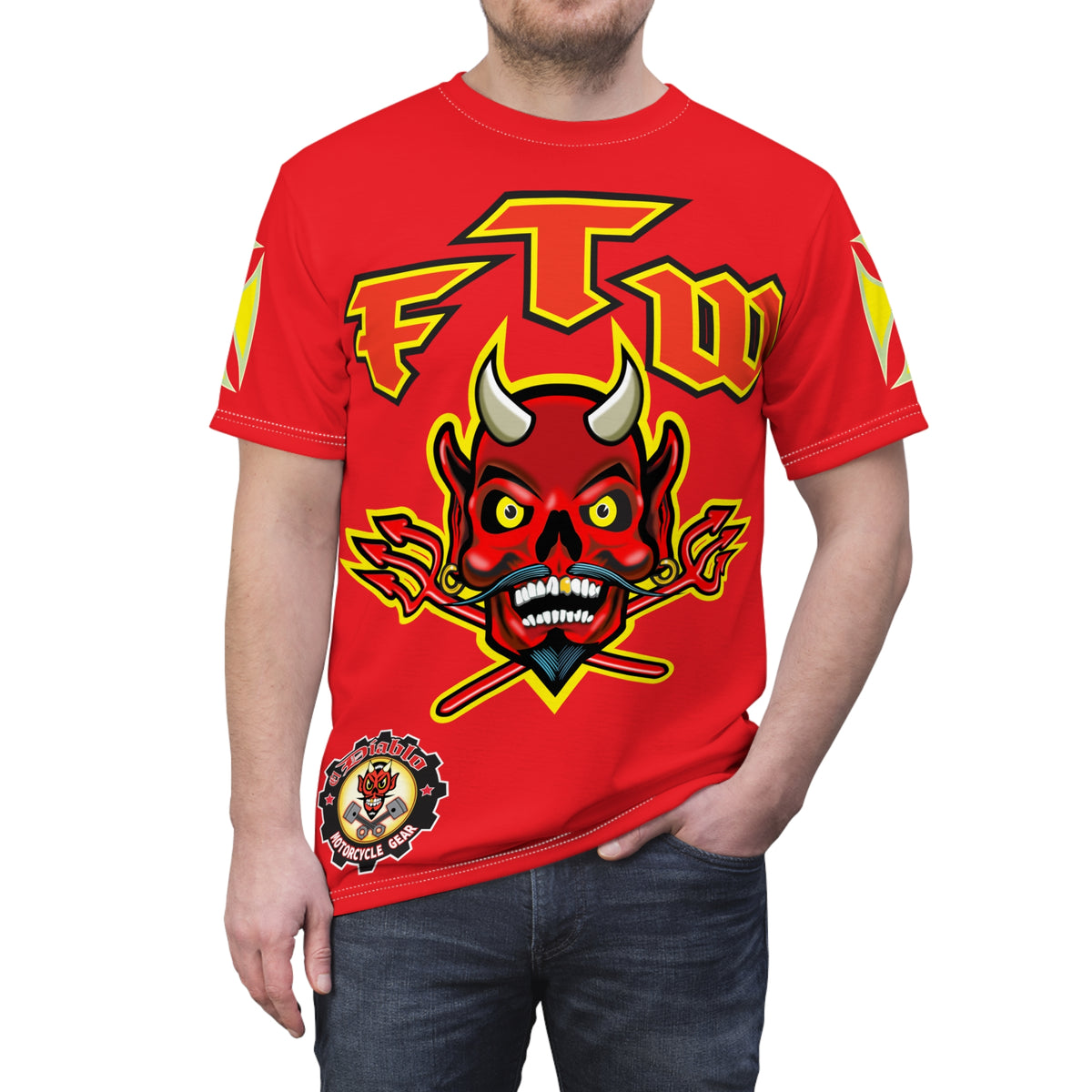FTW Motorcycle Riders Super Tee - Edgy HiViz Colour Graphics - Show Your Attitude in Style