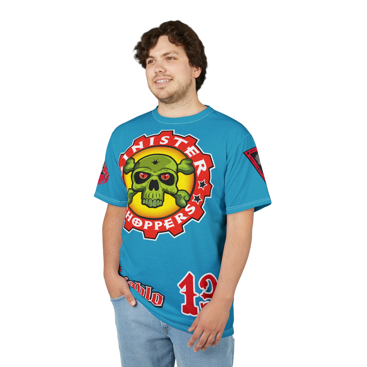 Sinister Choppers  Custom Designed Electric Blue HiViz Super Tee