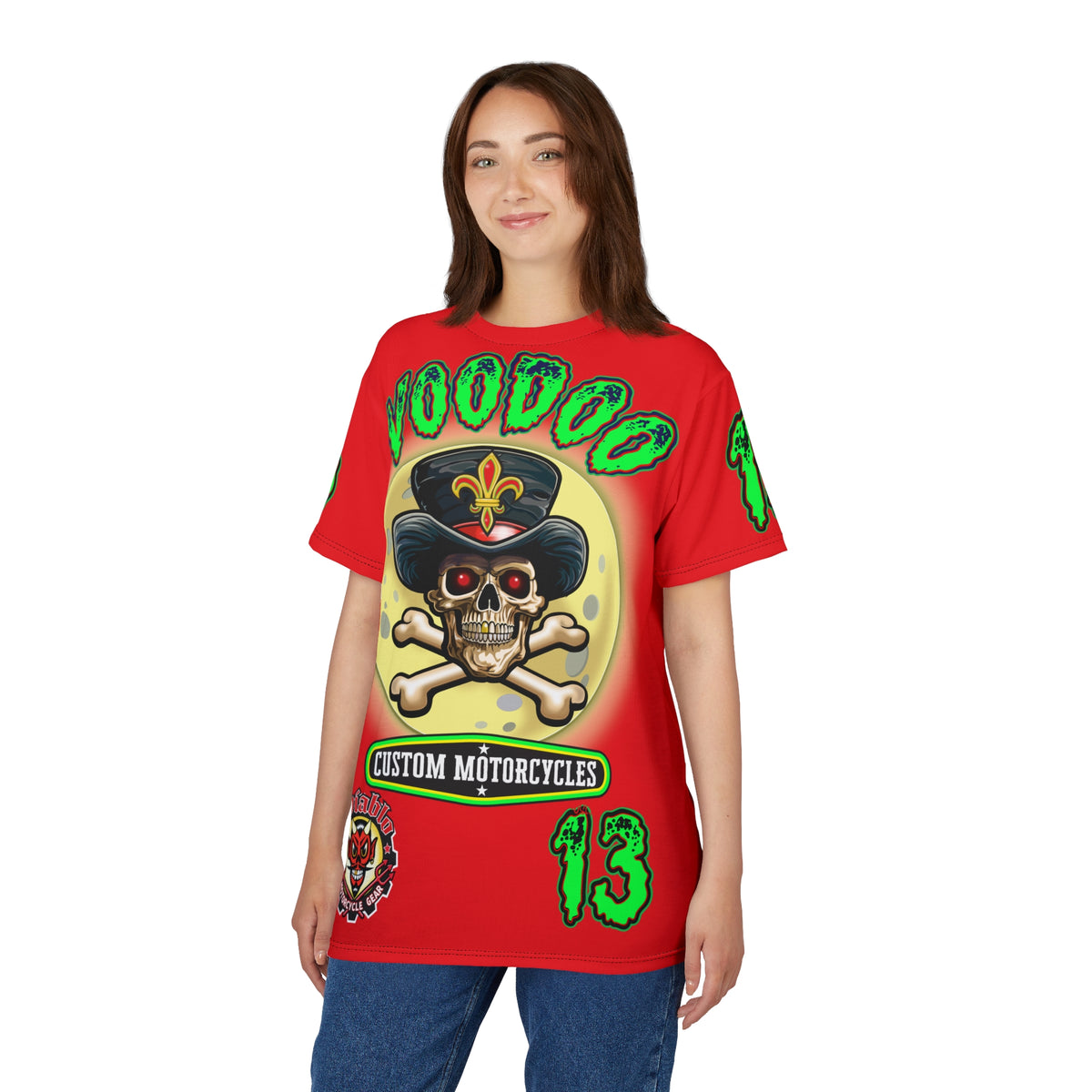 Voodoo Lucky 13 Red Rider HiViz Super Tee, XLGraphics , Custom Riding Apparel