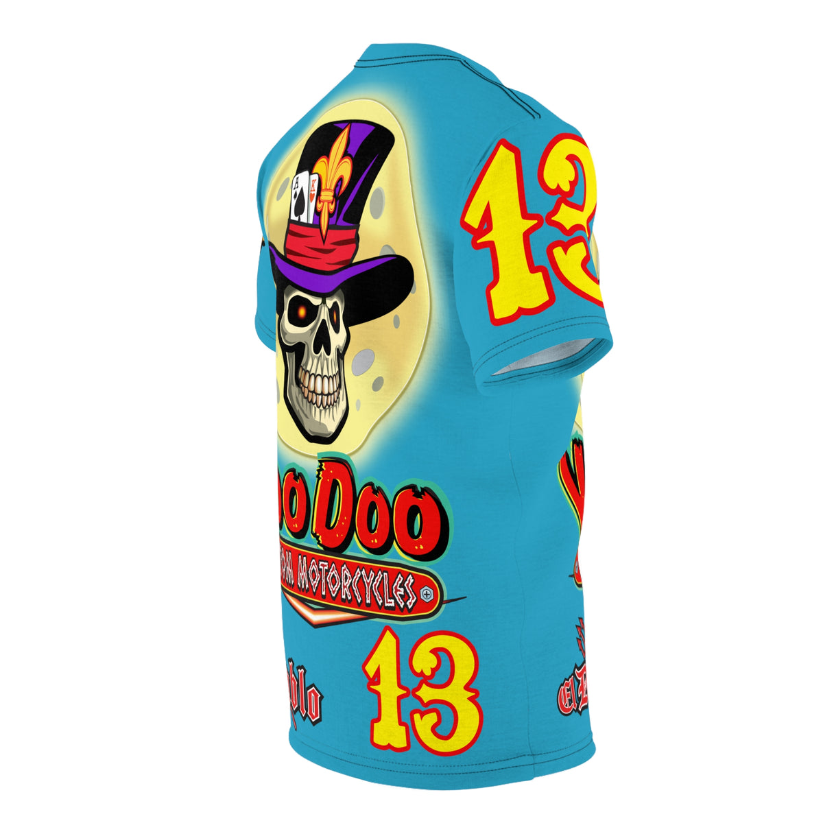 VooDoo Custom Motorcycles Electric Blue HiViz Unisex Graphic Biker Tee