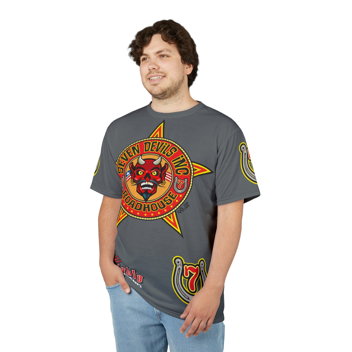 Seven Devils Inc. Roadhouse Deluxe HiViz Graphic Tee - Motorcycle Custom Riding Super Tee