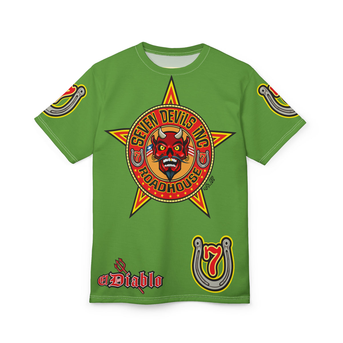 Seven Devils Inc. Roadhouse HiViz Graphic Super Tee - Motorcycle Custom Riding Tee