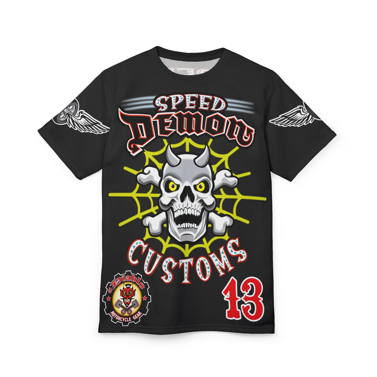 Speed Demon Customs Spectacular HiViz Super Tee - Devilishly Demented Bold Biker Design