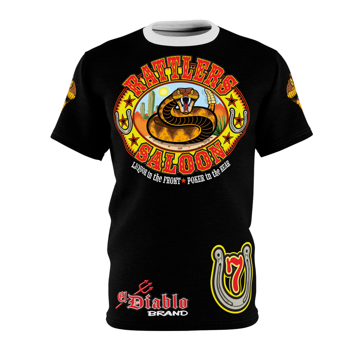 SRT Rattlers Saloon  BADAZZ BLACK SUPER RIDING TEE — Vintage Biker 66 Graphic Shirt
