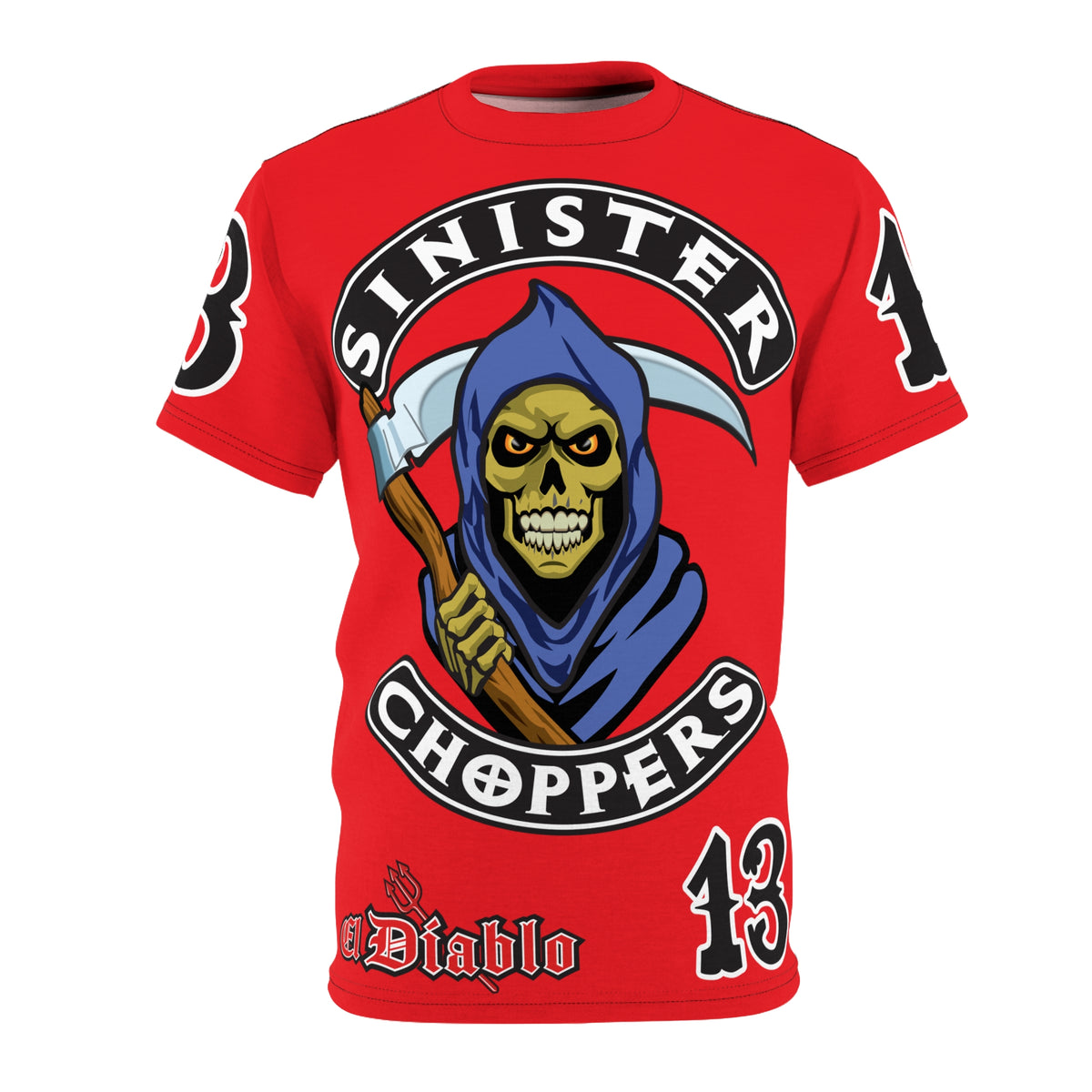 Sinister Choppers Reaper HiViz Super Tee - Unisex Skull Design for Bikers