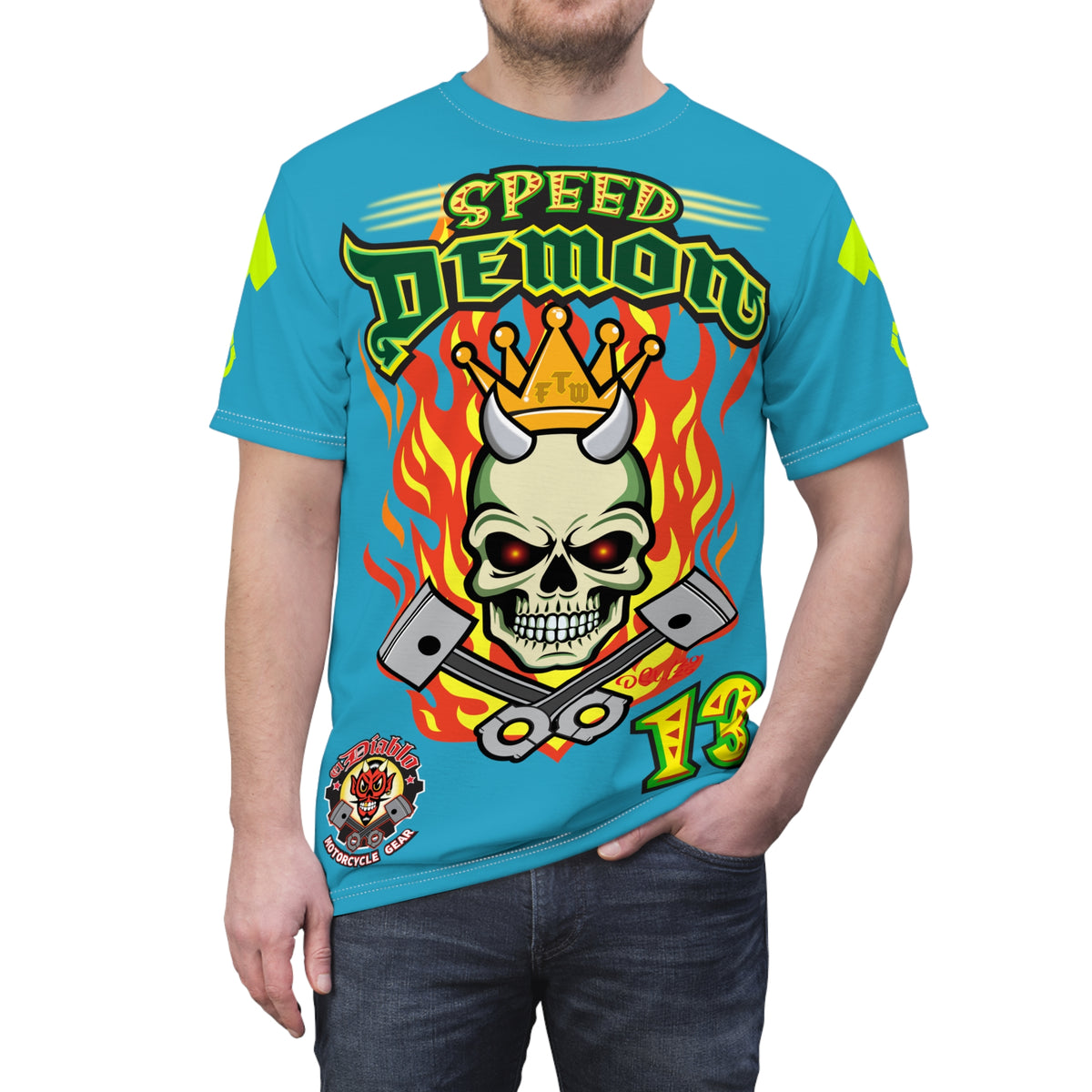 Speed Demon Hellfire HiViz Super Tee - THE Perfect Motorcycle Riding Tee - High Comfort & Perfect Fit Super Tee