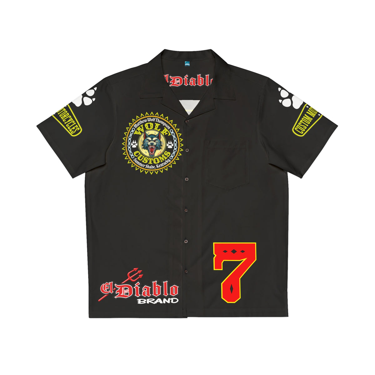 Big Bopper MWT Wolf Customs Motorcycle Hawaiian Shirt -  For Big Men to Size 5XL