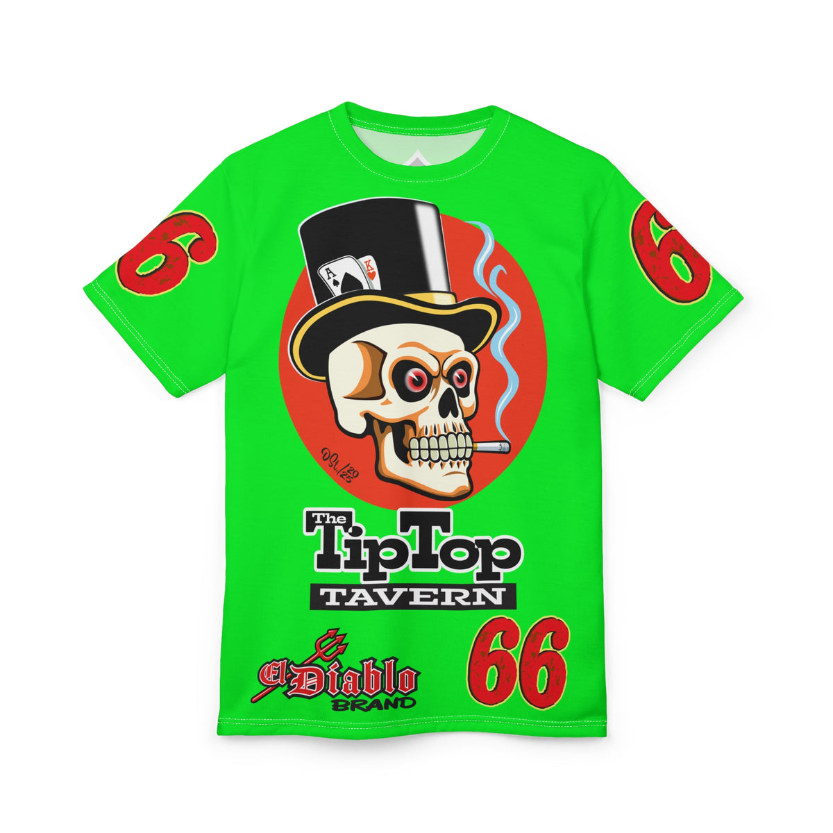 VERY SPECIAL Tip Top Tavern Dive Bar -HiViZ Lumina Green Super Riding Tee (*Limited Edition) - Florida's Best Dive Bar, Bikes Beers Babes & Bros. - Honouring Biker Bars