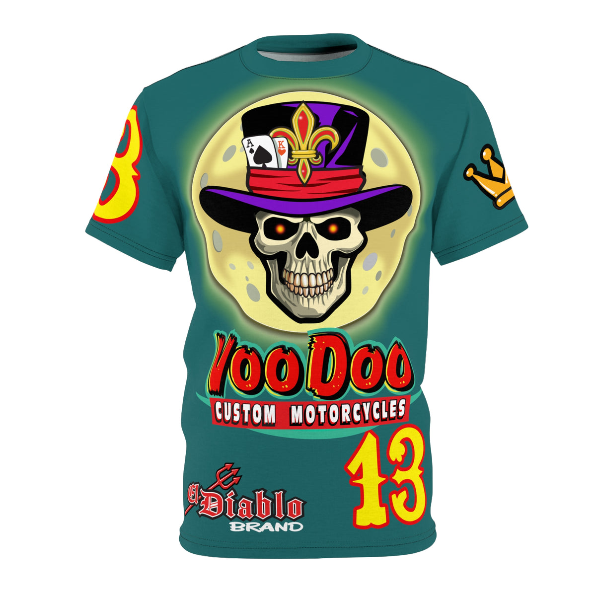 VooDoo Custom Motorcycles Mariana Blue HiViz Graphics Biker Tee