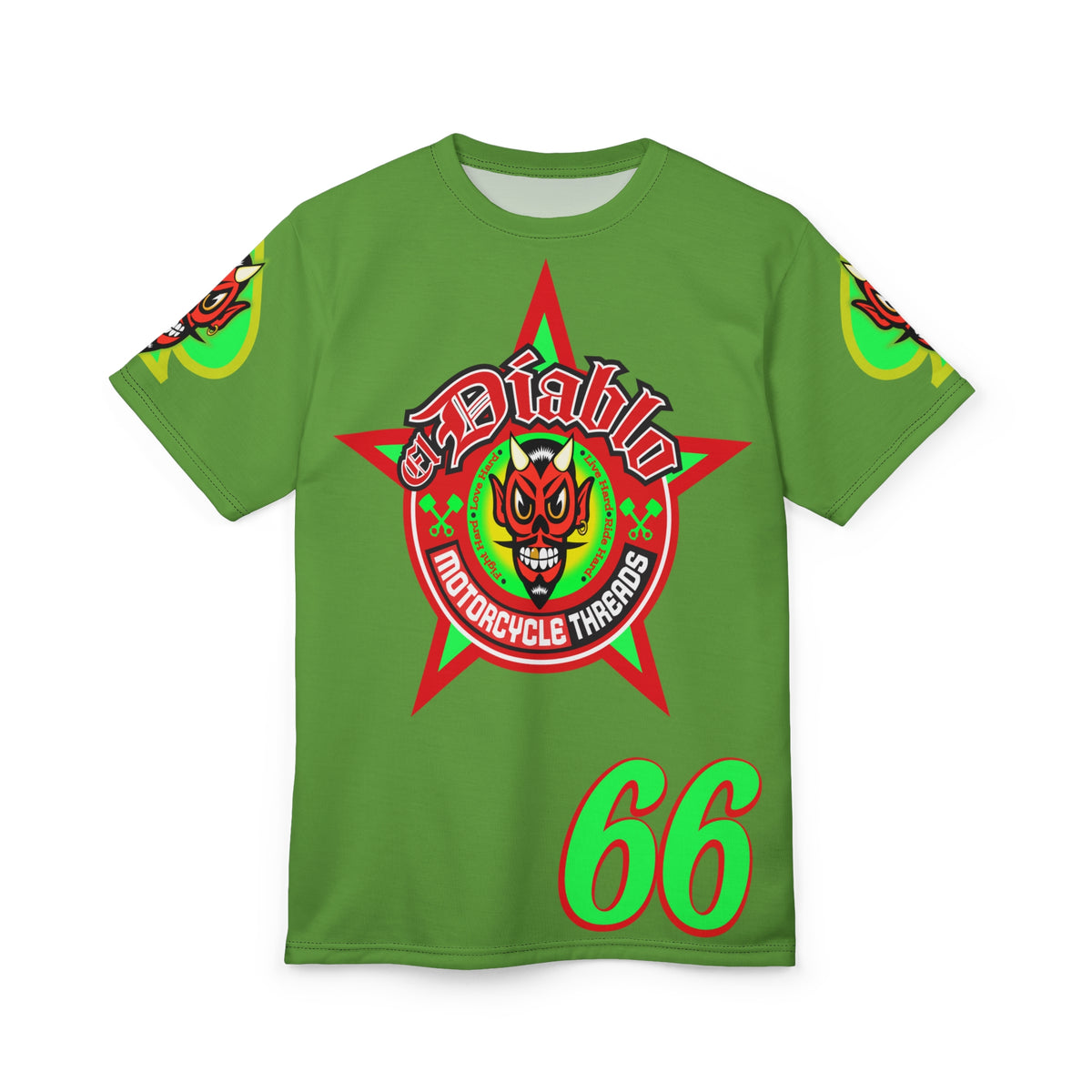 El Diablo Motorcycle Threads - HiViz Color - Edgy Super Tee for Biker Enthusiasts