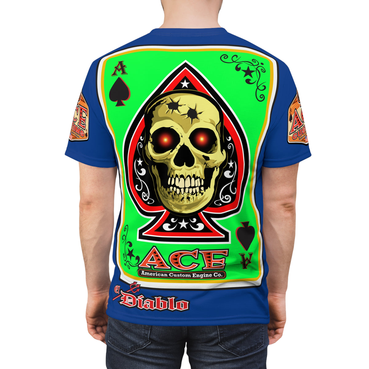American Custom Engines ACE - Special Lumina Green  Ace of Spades Death Card High Visibility Graphics