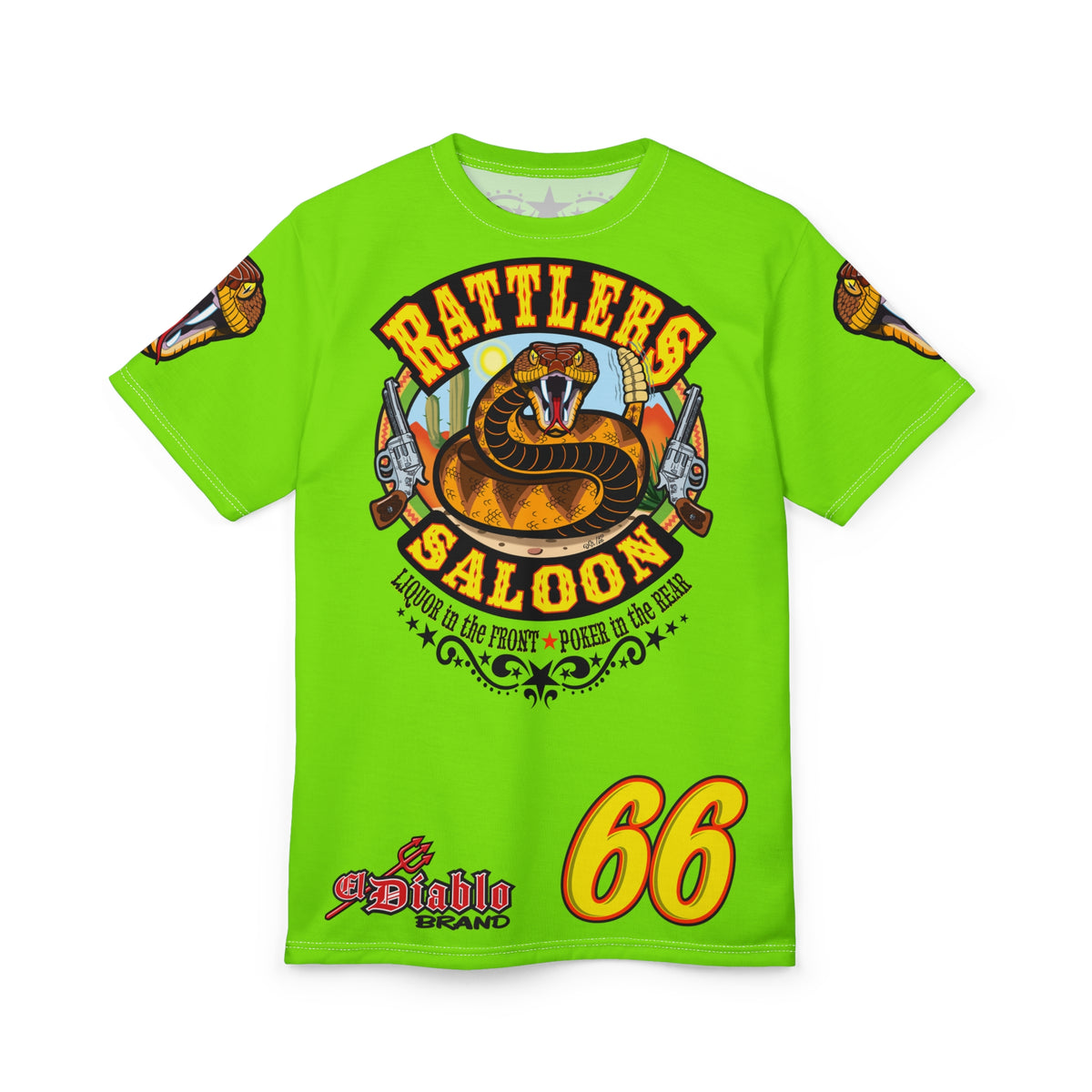VERY Special HIVIZ Rattlers Saloon  BADAZZ SUPER TEE — Vintage Biker 66 Graphic Shirt