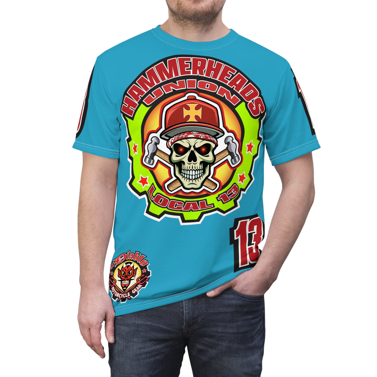 Hammerheads Union Local 13 HiViz Super Tee - Rough Tough Bad Attitude Motorcycle Riding Tee