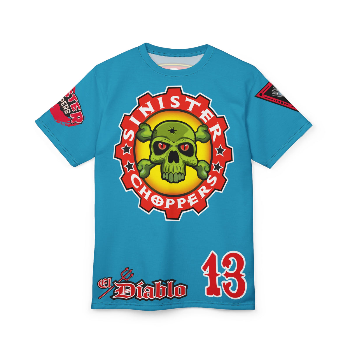 Sinister Choppers  Custom Designed Electric Blue HiViz Super Tee