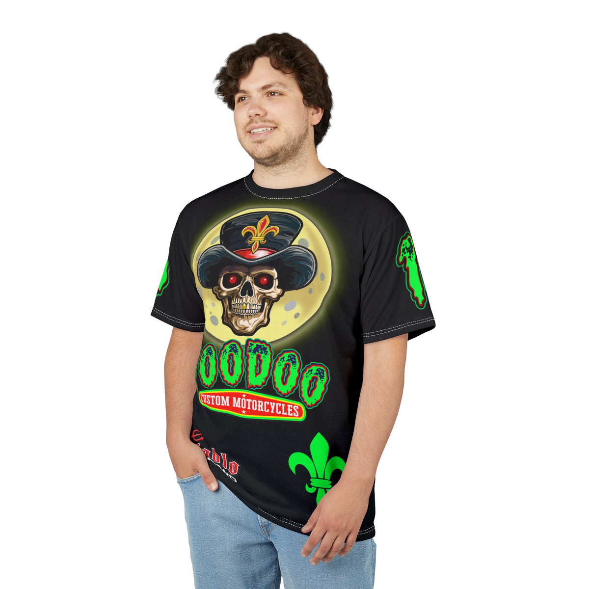 Voodoo Motorcycles HiViz Badass Super Tee, Unique Graphic Tee, Custom HiViZ Apparel