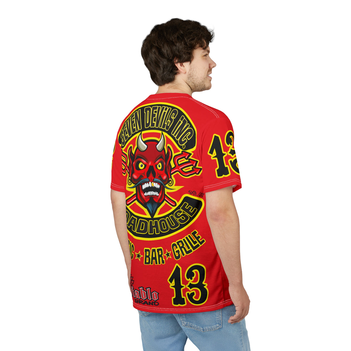 Seven Devils Inc. Roadhouse Bad in  Black Super Tee — Extreme Edgy Graphics - Bad Attitude Custom Biker Riding Gear