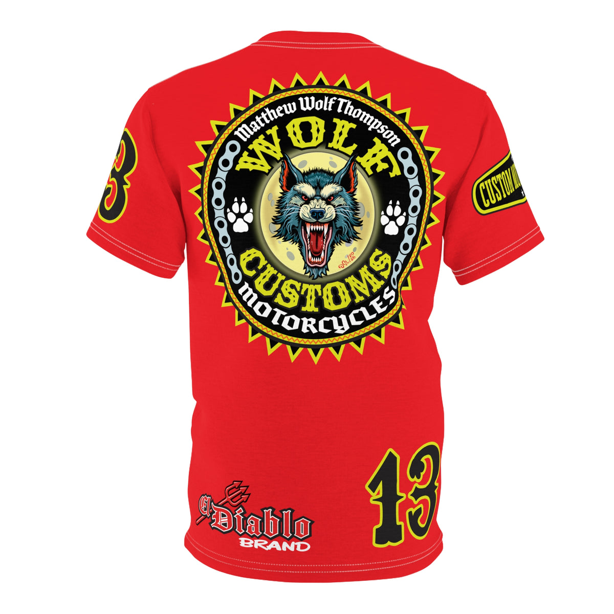 MWT Wolf Customs 13 Ragin' Red Graphic Super Tee — Retro Motorcycle Club Shirt, The Best Biker Riding Tee EVER !!!