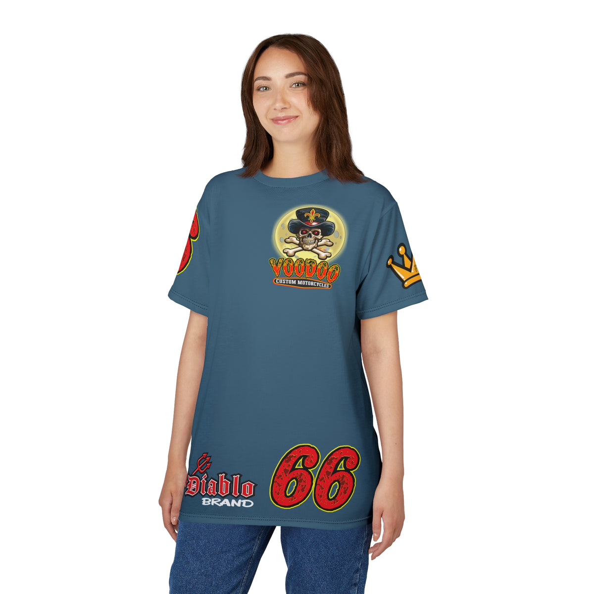 SRT VooDoo Custom Motorcycles Route 66 Unisex Super Tee - High Performance Riding Gear