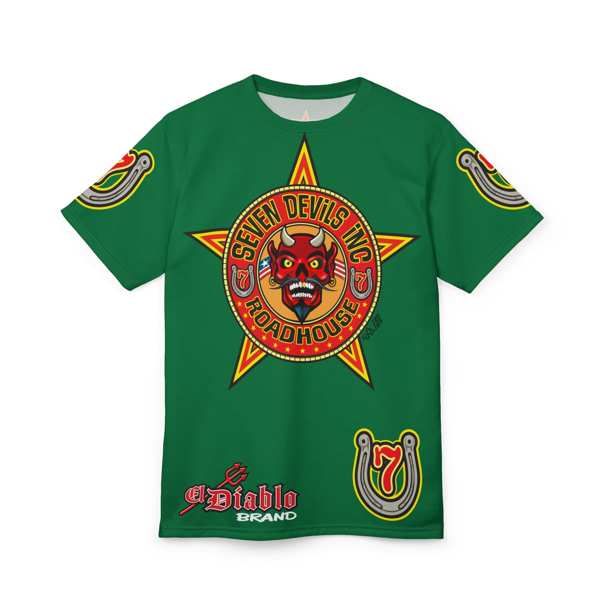 Seven Devils Inc. Roadhouse Deluxe HiViz Graphic Tee - Motorcycle Custom Riding Super Tee
