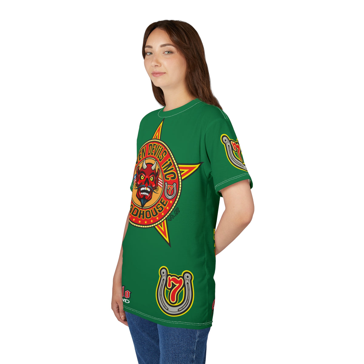 Seven Devils Inc. Roadhouse Deluxe HiViz Graphic Tee - Motorcycle Custom Riding Super Tee
