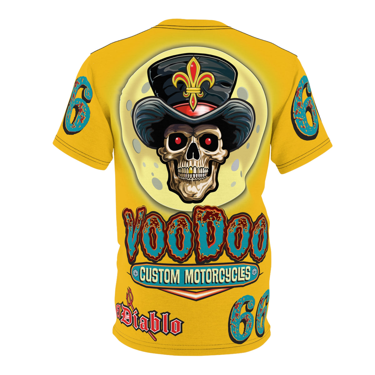 Voodoo Custom Motorcycles Unisex HiViz Tee, Edgy Graphic Shirt, Motorcycle Apparel, Skull T-Shirt, Perfect for Bikers