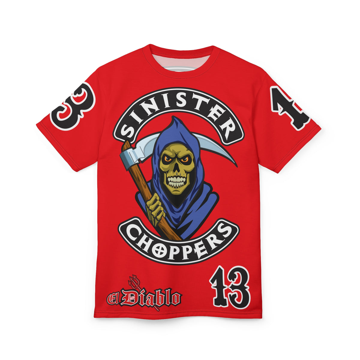 Sinister Choppers Reaper HiViz Super Tee - Unisex Skull Design for Bikers